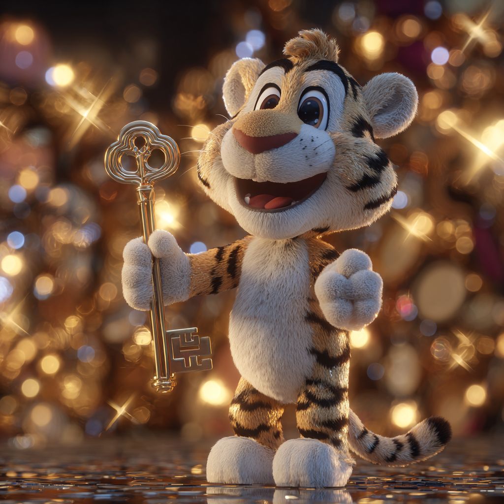 Login to BD222 and unlock exclusive rewards! Tiger mascot holding golden key symbolizing access and login to BD222 online casino