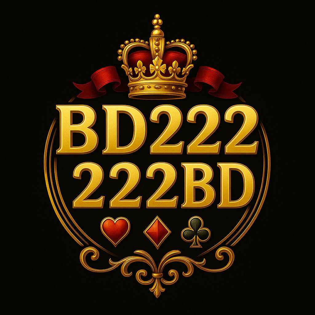 Play and win with BD222 – your trusted online casino BD222 casino golden logo with crown, ribbon, star and card symbols representing luxury online gaming