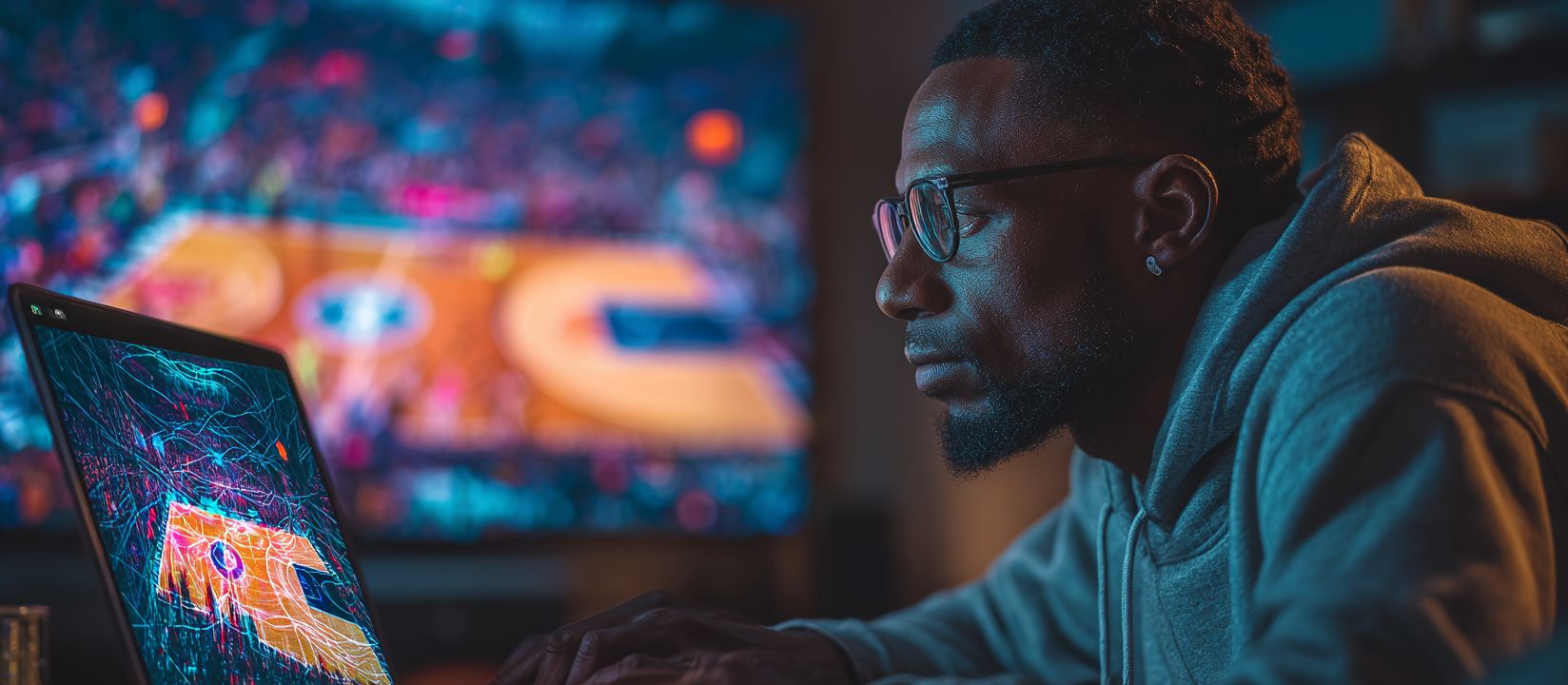 Bet on live sports and win with DB222 sportsbook Man watching live football match on TV and betting online through DB222 sportsbook platform